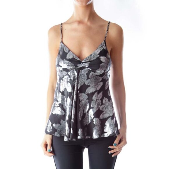 Banana Republic Tops - Banana Republic Black Metallic Flower Top